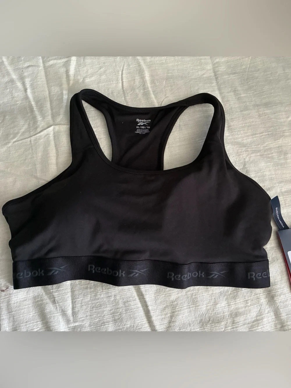 Reebok Black Sports Bra XL Medium Support Racerback Stretch Activewear Gym Yoga